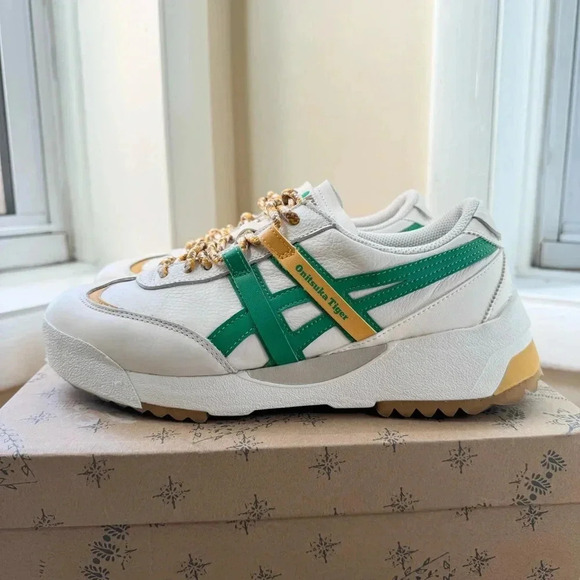New Onitsuka Tiger Delegation Ex Sneaker Shoes Cream Cilantro Green Yellow - Picture 11 of 16